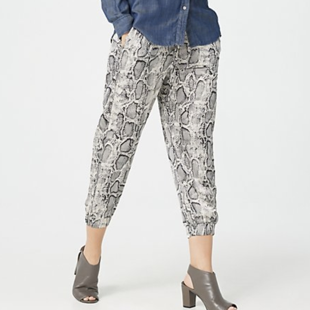 Bishop + Young Anthropologie Serpentine Satin Joggers Women's XS‎ Snakeskin